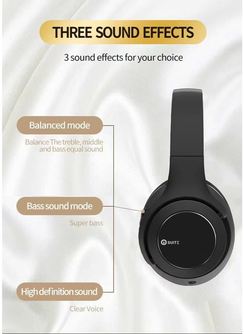 io suite iOsuite Focus 12 Wireless Over-Ear Headphones, Bluetooth 6.0, Dual 40mm Hi-Fi Drivers, 3 EQ Sound Modes, Up to 75H Playtime, Built-in Mic, Type-C Fast Charging – Black - Image 3